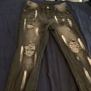 ROWME Dark Gray Size 32 Ripped Jeans